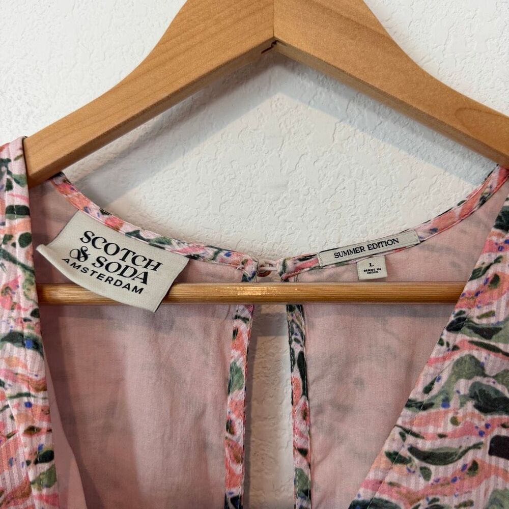 Scotch & Soda Amsterdam Pink Printed Belted Midi Dress Women's Size Large - Picture 6 of 8